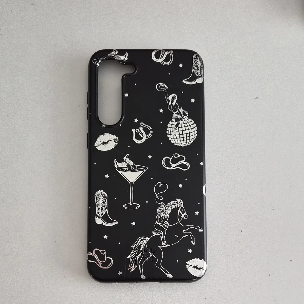 Velvet Caviar Black Silver Disco Cowgirl Phone Case Samsung S23+